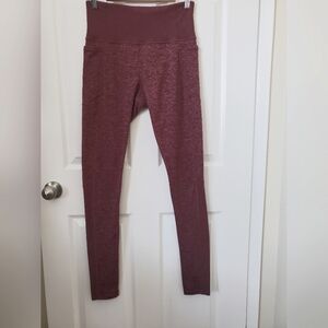 Athleta Maroon High-Waisted Yoga Leggings Side Pockets Womens Medium Long